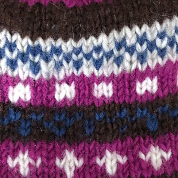 Hand Crafted Fair Isle Wool Beanie - Made in Nepal - Picture 3 of 5